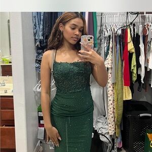 Elegant Green Beaded Dress